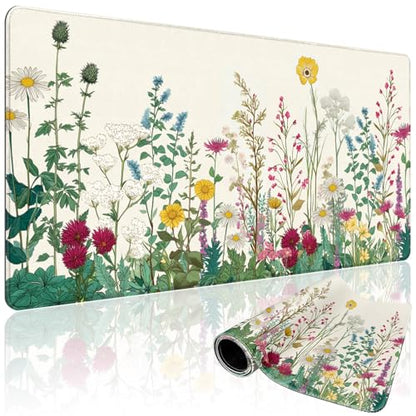 Wildflower Garden Large Desk Mat Gaming Mouse Pad 31.5"x15.7" - color: Floral Garden