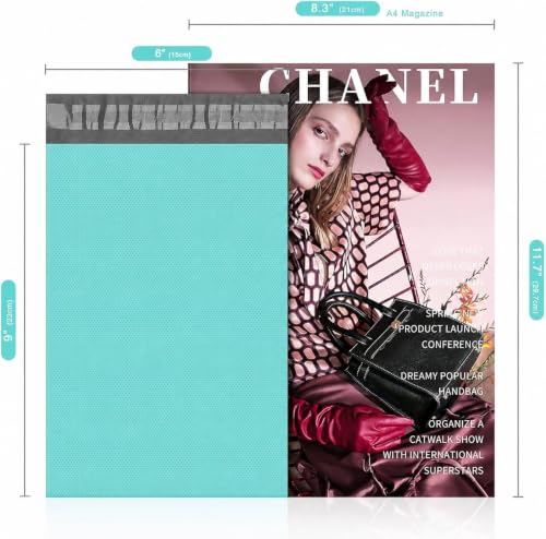 Fuxury Poly Mailers 6x9" 1000 Pcs,Small Shipping Bags Embossed Dots Teal - size: 6x9" 1000pcs