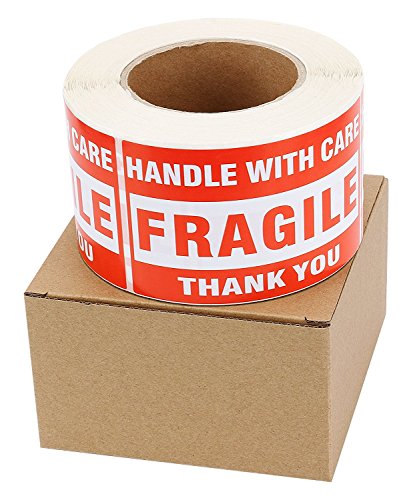 SJPACK 10 Rolls 3'' x 5'' Fragile - Handle with Care - Thank You Shipping Labels Stickers (500 Labels/Roll) - size: 10 Rolls
