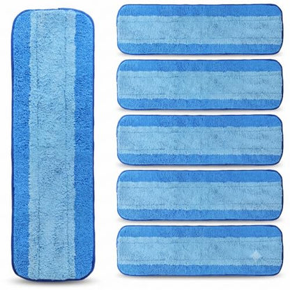 AmaVins 6 Pack Microfiber Cleaning Pads, Reusable Microfiber Mop Pads for 18 Inch Mop, Hardwood Floor Replacement Cleaning Mop Pads, Machine Washes - color: B-6 Pack Bule