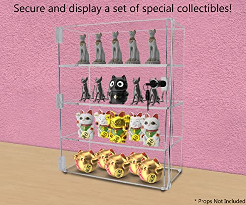 Marketing Holders Acrylic Locking Vertical Cabinet with Keys 12" x 9.5" x 16" Clear Tall Countertop Locker One Piece No Assembly with Swinging Door for Retail Merchandise - size: 12"W x 9.5"D x 16"H