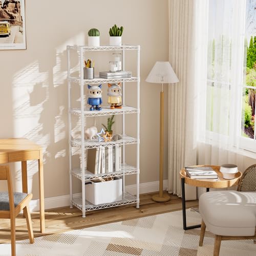 Golpart 6Tier Adjustable Storage Shelves Metal Wire Shelving Standing Shelf - color: White, size: 6-tier-12"Dx22"Wx69"H