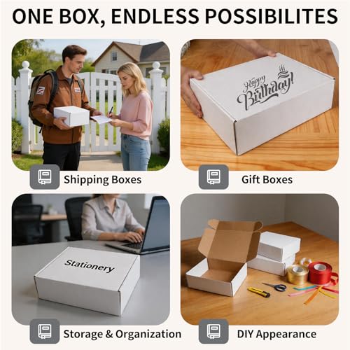 Fishat 13" x 10" x 4" White Corrugated Cardboard Shipping Boxes Set of 15 - size: 13" x 10" x 4"
