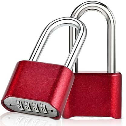 Faburo Combination Lock, 4-Digit Heavy Duty Combo Lock - color: 2pcs-Long-Red