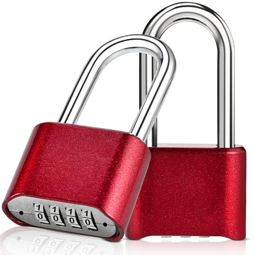 Faburo Combination Lock, 4-Digit Heavy Duty Combo Lock - color: 2pcs-Long-Red