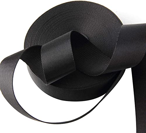 1 Inch Wide 10 Yards Black Nylon Webbing Strap，Polypropylene Straps for Bags, Hammocks, Outdoor Climbing and DIY Making Luggage Strap, Pet Collar, Backpack Repairing - color: Black-1 inch
