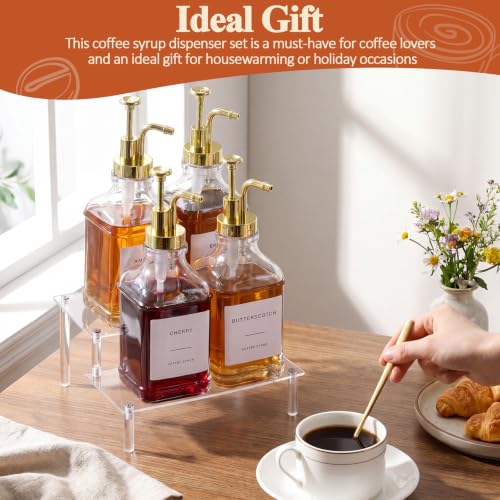 Silifine 11 Pcs 16.9 oz Coffee Syrup Dispenser Set, Square - style: Square