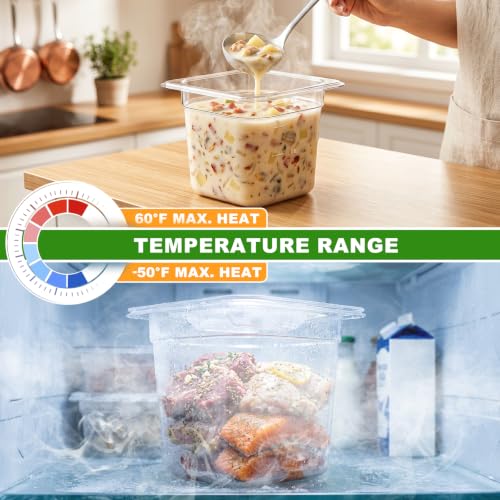 West Bay 6-Pack 1/6 Size 6''Deep NSF Polycarbonate Food Pans with Lids - color: 6" Deep 6 Pack, size: 1/6
