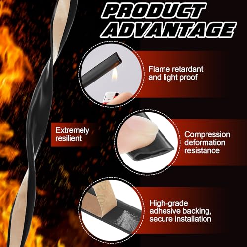 4 Pcs Adhesive Fire/Smoke Door Gasket Seal, 0.5" W X 0.25" H X 25' L, Black - color: Black, size: 0.5" W X 0.25" H X 25' L