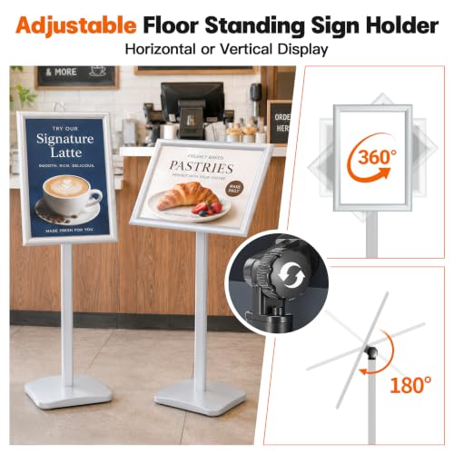Pedestal Sign Holder Stand 11"x17", Heavy Duty Standing Sign Holder - color: Sliver, size: 11x17 in