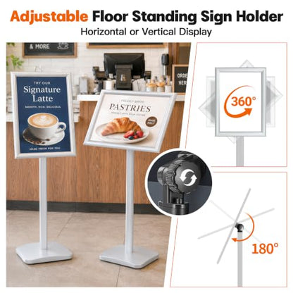 Pedestal Sign Holder Stand 11"x17", Heavy Duty Standing Sign Holder - color: Sliver, size: 11x17 in