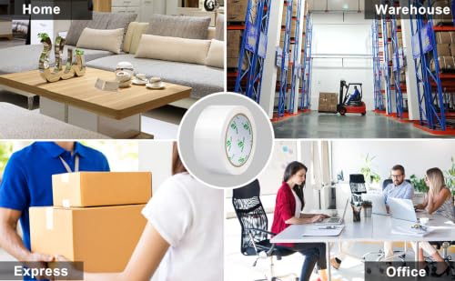 BOMEI PACK Packing Tape with Red Dispenser White Packaging Tape for Shipping Moving Strong Sealing Adhesive Industrial Depot Tapes for Storage 1.88 inch x 60 Yards, 6 Rolls - color: white