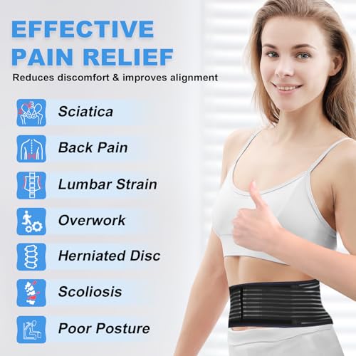 Back Brace for Lower Back Pain Relief, Lumbar Support Belt for Men&Women - color: Black 1