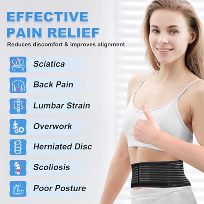 Back Brace for Lower Back Pain Relief, Lumbar Support Belt for Men&Women - color: Black 1