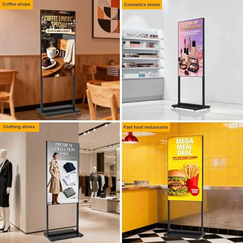 32 Inch Digital Signage Display, 700nits Menu Displays, Indoor Floor Standing Display, LCD Advertising Display, CMS Remote Publishing, U-Disk Plug & Play, APP, Android OS, HDMI in