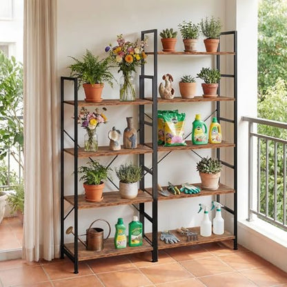 4 Tier Bookshelf, Free Standing Bookcase with Open Storage Shelves - color: Rustic Brown, size: 4 Tier