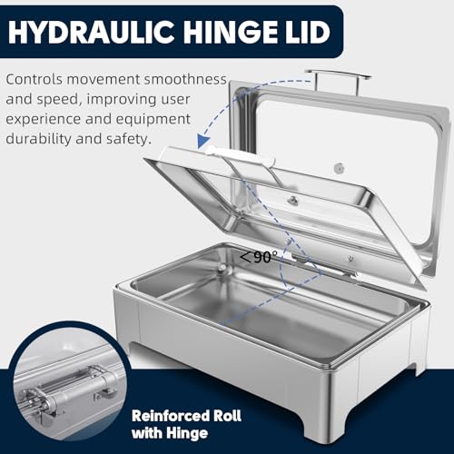 9QT Electric Chafing Dish, Full Size Buffet Warmer with Glass Lid - size: 606-Full Pan