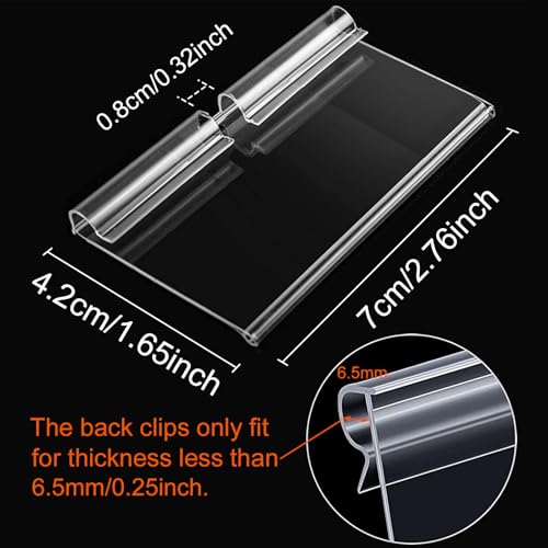 50PCS Basket Bin Labels Clip On,ChanQnTon Clear Plastic Label Holders for Storage Bins, Wire Shelf Price Tags,Merchandise Display Signs,50PCS 7X4CM Paper Inserts Included.(Size:2.76x1.57inch/7x4cm) - size: 7x4.2cm/2.76×1.65 inches
