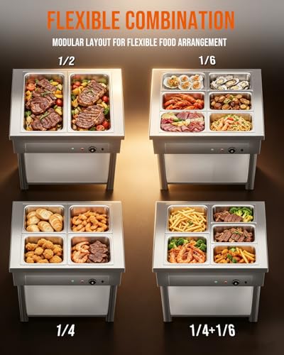 Commercial Food Warmer, 1500W Electric Steam Table