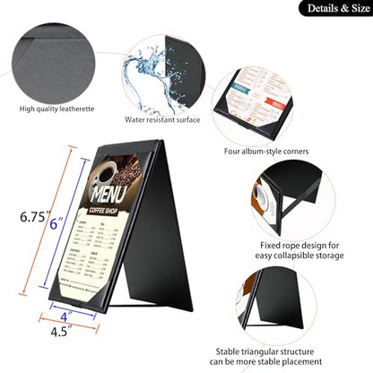 Leather Table Tent Menu Holder Sign Display Cafe Bar Cocktail Drink Restaurant Table Tents Menu Cover Desk Sign Stand A Frame Table Tent 4x6 inch - size: 1 pack/4×6 inch
