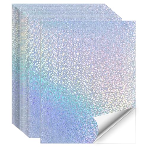 Printable Sticker Paper, Holographic Printable Stickers Paper, Laser/Inkjet Printing- Letter Size(8.5" x 11”- 20 Sheets) - color: Holographic-2, size: 8.5" x 11"