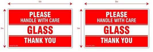 Kenco 3" X 5" Please Handle with Care Glass Thank You Stickers for Shipping and Packing - 500 Adhesive Labels Per Roll (Pack of 2) - size: 2 PACK