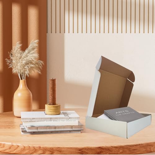 9x8x2 inch Shipping Boxes Set of 25, White Corrugated Cardboard Mailer Box - size: 9x8x2-25 Pack