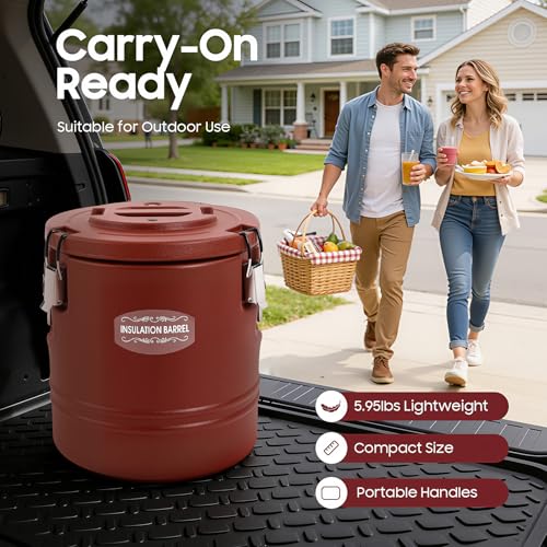 DYNAMI 3.2Gal/12.8Qt Insulated Food Container,Hot Soup Transport Container - color: Brown, size: 3.2 Gal
