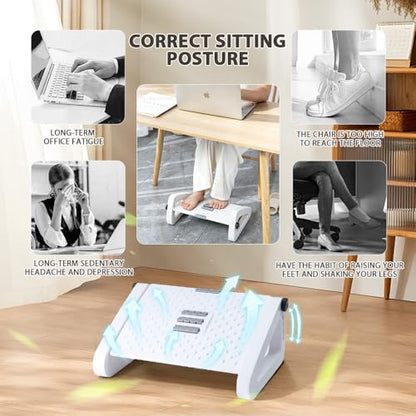 CasaZenith Foot Rest, Six Heights Adjustable Foot Rest Under Desk at Work - color: White