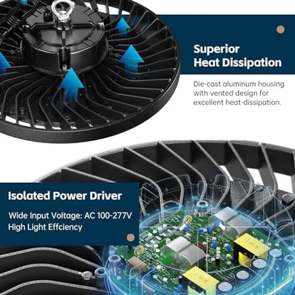 lvsdak UFO LED High Bay Lights 200W 30000LM 5000K 6 Pack - size: 200W 6P