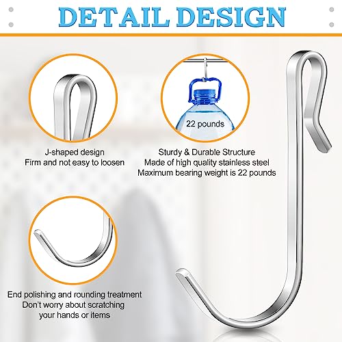 Lyrow 40 Pcs Stainless Steel J Hook, Wire Shelving, Hanging Hooks, Silver - color: Silver