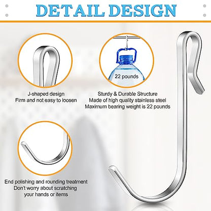 Lyrow 40 Pcs Stainless Steel J Hook, Wire Shelving, Hanging Hooks, Silver - color: Silver