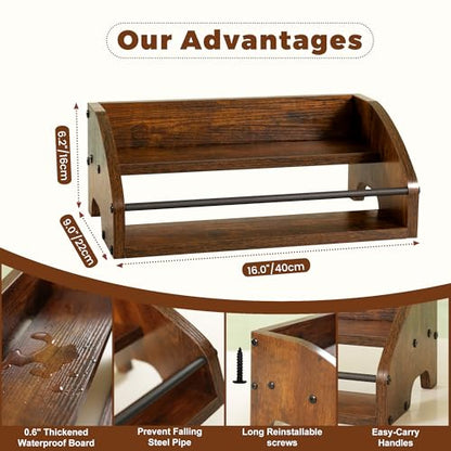 Rustic Wooden Countertop Organizer - color: 2-tier Brown