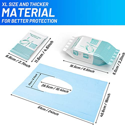 80 Pack Disposable Toilet Seat Covers - Waterproof 16x24 Inch Extra Large Individually Wrapped Toilet Seat Shields Travel Accessories for Adults Kids - size: 80 Pack, XL