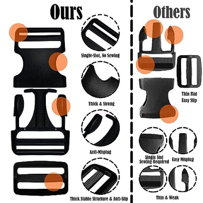 1.5 Inch Buckles and Straps Kit, 4 Buckles and 6 Yards Nylon Webbing Straps - color: 1.5 Inch Buckles Straps