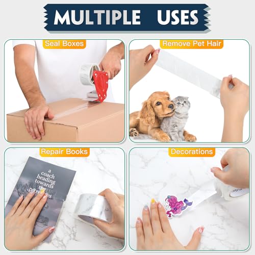 FugaCity Clear Packing Tape Refills (6 Rolls),Heavy Duty Packaging Tape for Moving Sealing, Moving Supplies,2.7 Mil Thick, 1.88 in Wide,65 Yards PER Roll,Total 390 Yards