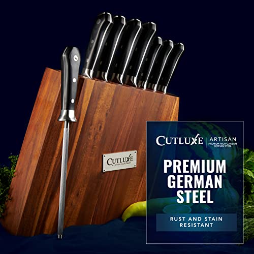 Cutluxe Kitchen Knife Set, 8-Piece Chef Knives with Acacia Wood Block - size: 8 Pcs Knife Set with Block