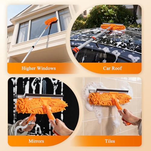 20ft High Reach Window Squeegee with 12ft Heavy-Duty Extension Pole