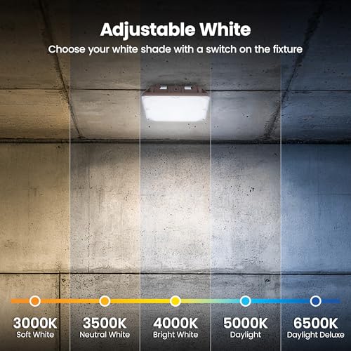 Feit Electric 10in LED Canopy Light, 5CCT Selectable, 4000 Lumens, 44W, Wet Rated Die-Cast Aluminum Housing, 50,000-Hour Lifetime, Bronze Outdoor Commercial Security Ceiling Fixture, S10CNPY/5CCT/BZ - color: 3000K-6500K White