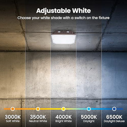 Feit Electric 10in LED Canopy Light, 5CCT Selectable, 4000 Lumens, 44W, Wet Rated Die-Cast Aluminum Housing, 50,000-Hour Lifetime, Bronze Outdoor Commercial Security Ceiling Fixture, S10CNPY/5CCT/BZ - color: 3000K-6500K White