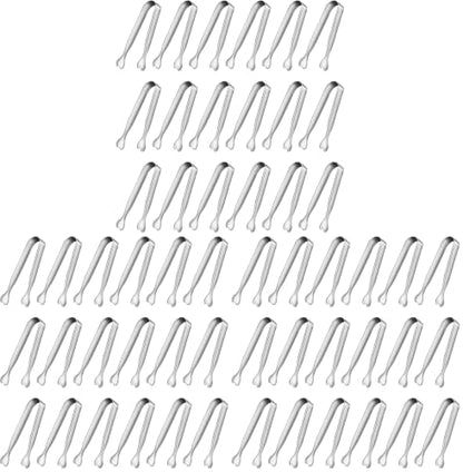 Mini Serving Tongs, Anytrp 54-Packs Stainless Steel Sugar Tongs, 4.3inch Ice Tongs Kitchen Appetizers Tongs for Coffee Bar, Tea Party, Desserts Party, Sugar and Ice Bucket - color: Silver, size: 4.3inch-54pcs