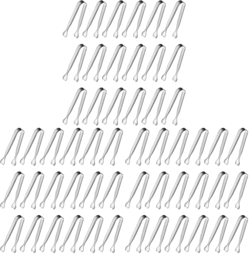 Mini Serving Tongs, Anytrp 54-Packs Stainless Steel Sugar Tongs, 4.3inch Ice Tongs Kitchen Appetizers Tongs for Coffee Bar, Tea Party, Desserts Party, Sugar and Ice Bucket - color: Silver, size: 4.3inch-54pcs