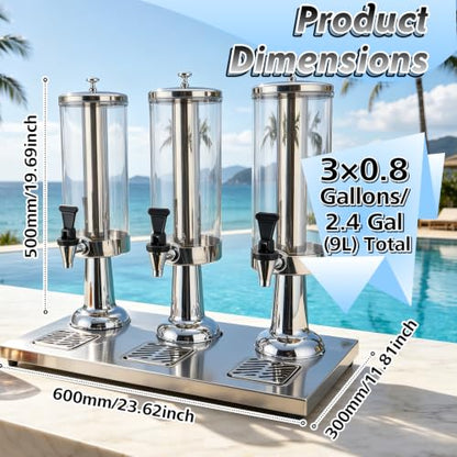 2.4 Gallon Drink Dispenser for Party with Stand & Leak-Proof Spigot - color: Silver