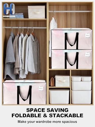 HOMESURE Supports 200lbs Heavy Duty Moving Bags - Strong Zipper & Wrap-Around Handles - Water-Resistant Storage Totes, Durable Alternative to Moving Boxes - 8 Pack - Semi-Transparent - color: Semi-Transparent