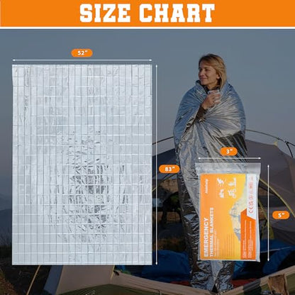 100 Pack Emergency Blankets - Mylar Thermal Space Blankets for Survival and Protection - Ideal for Camping, Outdoors, Hiking, Rescue, Marathons - size: 100 PACK