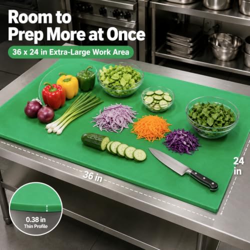 Commercial Cutting Board, 36 x 24 x 0.38 Inches, Green - color: Green, size: 36"L x 24"W