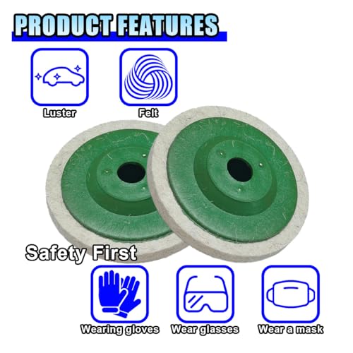 5PCS 4 Inch Wool Felt Car Polishing Wheel Disc Pad, Bore Dia Polishing Wheel Pad for 100 Angle Grinder, Round Buffing Wheel Disc for Metal, Marble, Wood (5PCS) - size: 5PCS