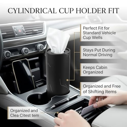 4PCS Car Tissues Cylinder,Refillable Round Cup Holder Tissues for Car with 50 Facial Tissue,Portable Universal Cars Tissue Holder Cars Accessories Interior for Home & Office