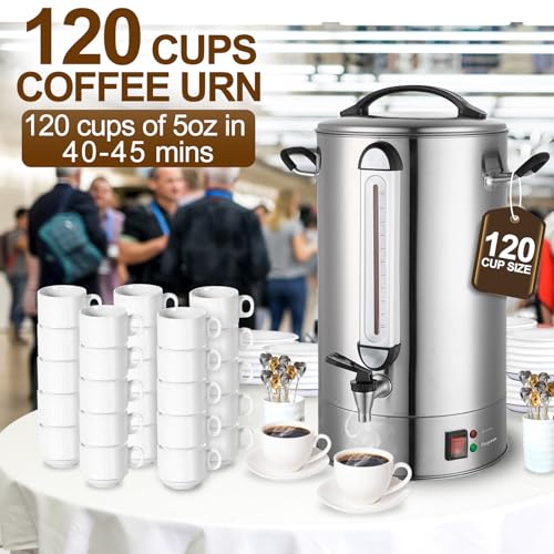 Commercial Coffee Urn 120 Cup Large Coffee Urn 20L Coffee Maker Stainless Steel Double Wall Coffee Percolator 1300W Quick Brew Hot Beverage Dispenser for Events, Parties, Catering, Gathering, Hotels - size: 20 Liters