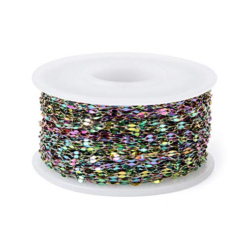 Craftdady 32 Feet Stainless Steel Hollow Oval Link Chains Multi-Color Cable Cross Chain 4.5x2.5mm with Roll Spool for Bracelet Necklace Earring Jewelry Making - color: Colorful, 4.5x2.5mm